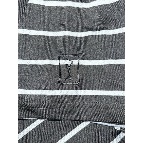 PGA Tour Golf Polo Men's Large Black With White Stripes Performance Short Sleeve - Picture 3 of 12